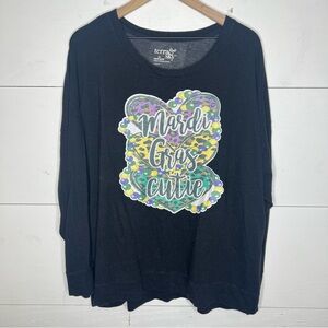 Terra & Sky • Mardi Gras Cutie Gray Crewneck Sweatshirt Size 2X 20W-22W